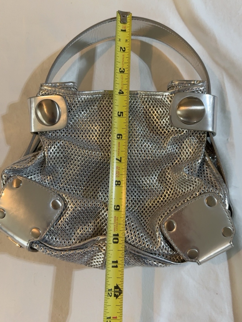 Kooba Metallic Silver Perforated Mini Handbag Y2K - Picture 4 of 7